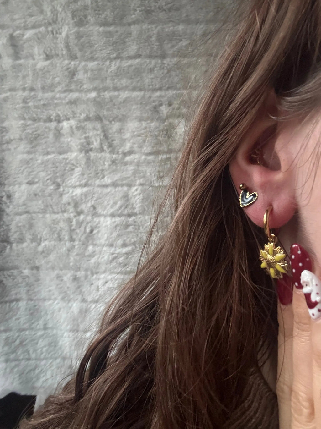 Boucles d'oreilles marguerites Coeur Pastel