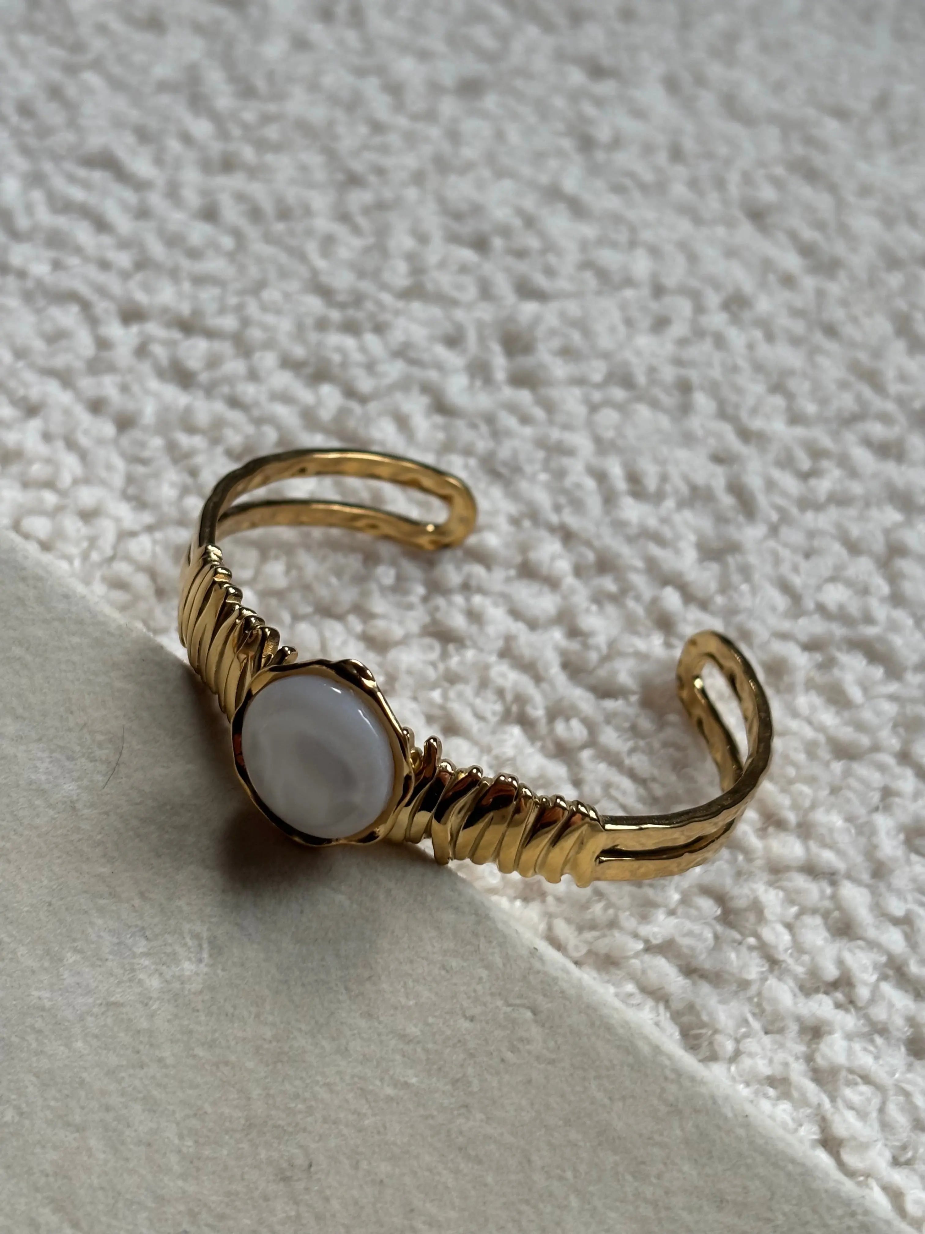 Bracelet jonc avec pierre Coeur Pastel