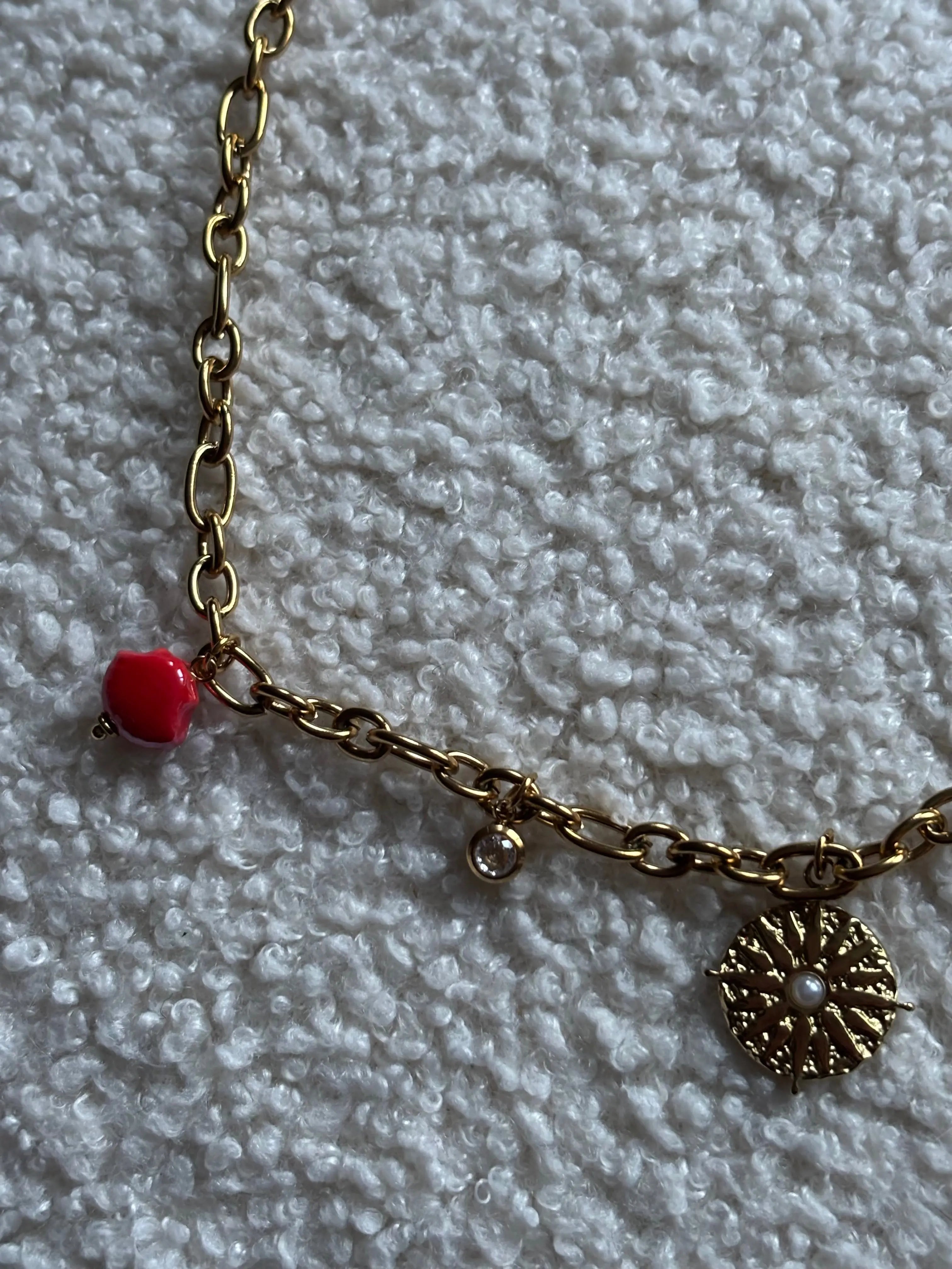Collier breloques Coeur Pastel