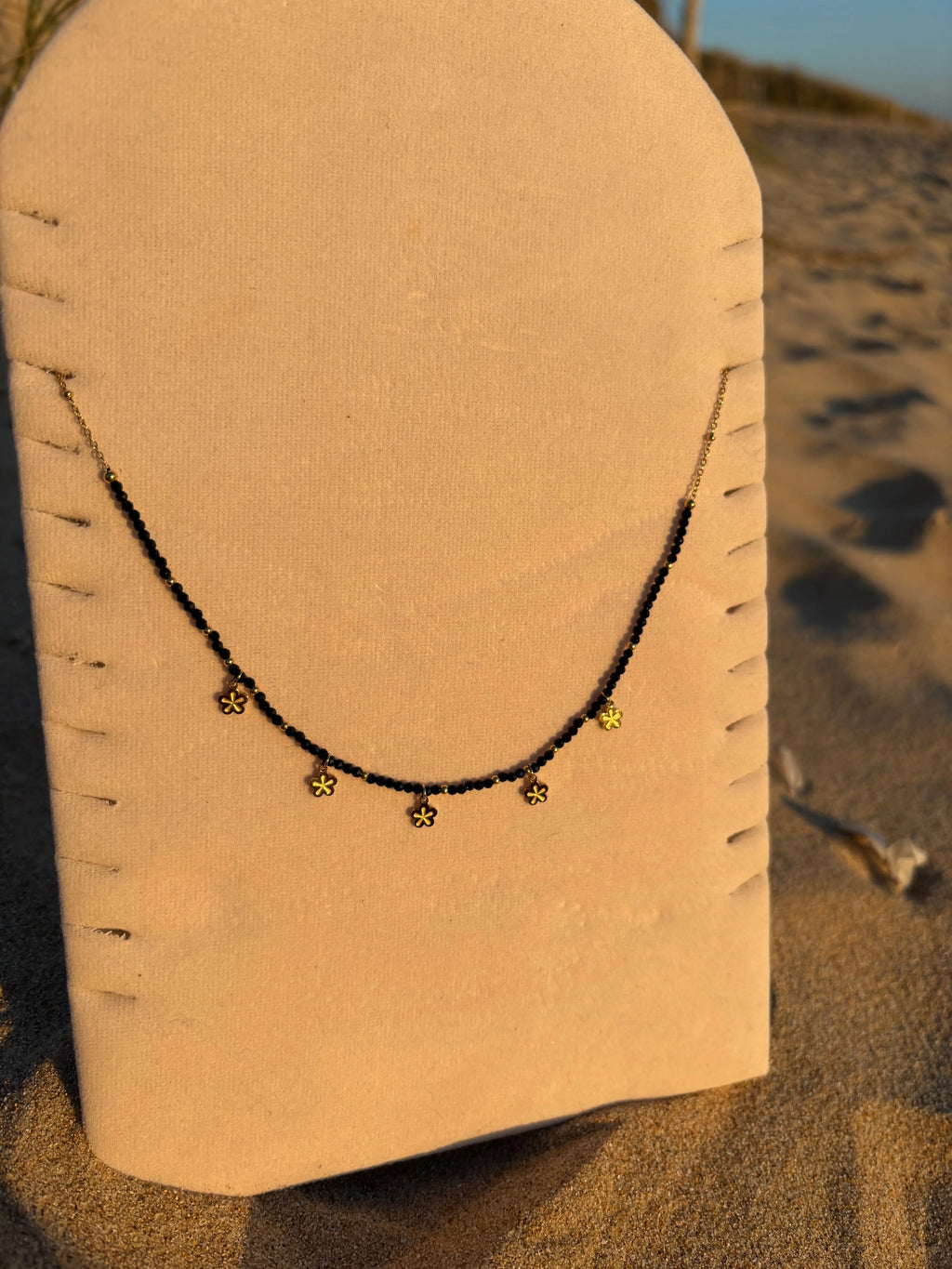 Collier fin avec perles Coeur Pastel