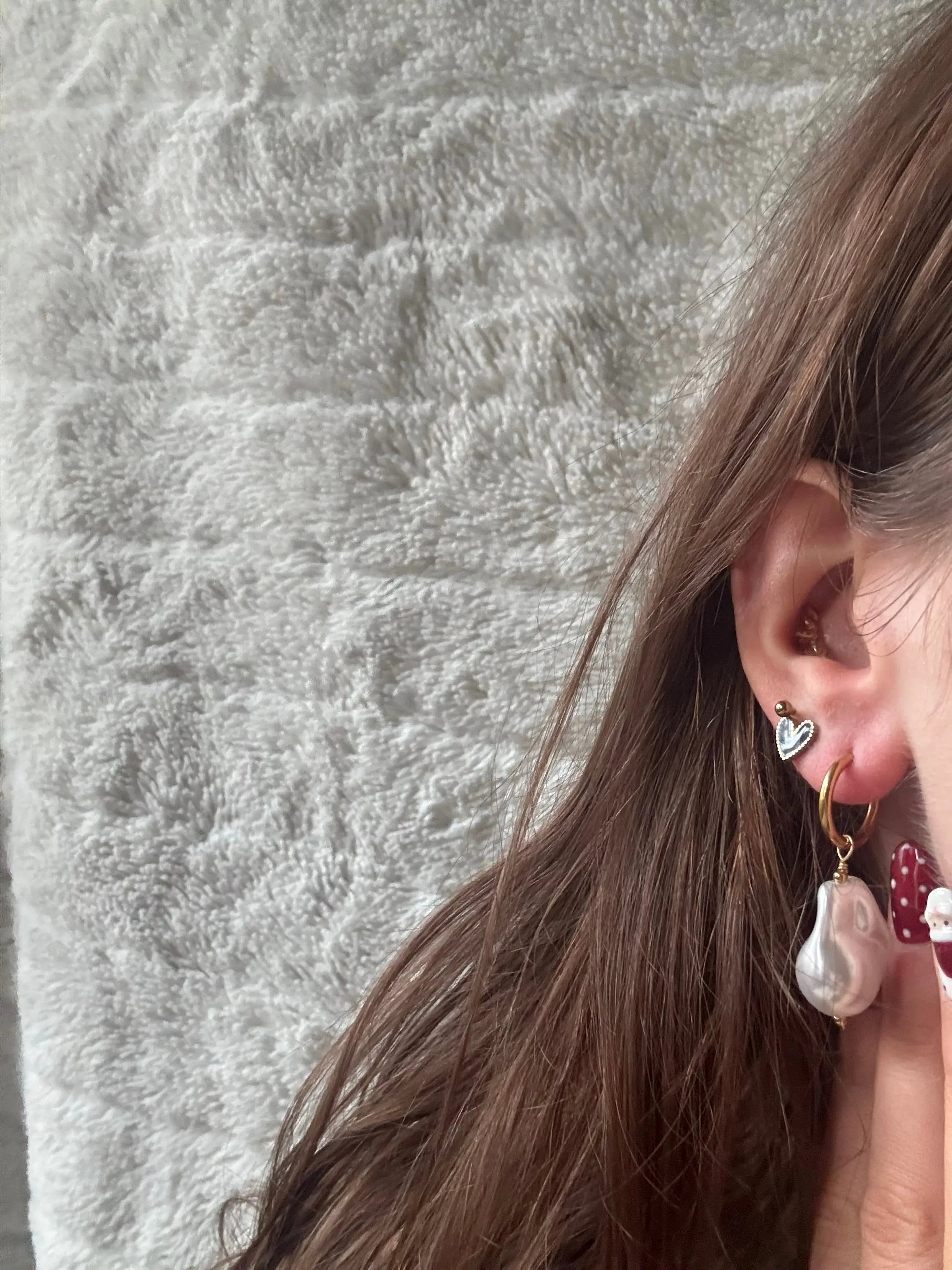 Paire de boucles d'oreilles pierre Coeur Pastel